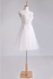 2024 Homecoming Dresses Scoop Short/Mini A Line Tulle With Applique And Beading