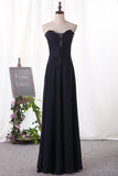 2024 A Line Prom Dresses Chiffon Sweetheart With Applique Floor Length