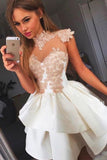 2024 Homecoming Dresses High Neck Satin With Applique Short/Mini A Line