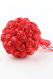 Classic Ribbon Roses With Acrylic Crystal Wedding Bouquet 30*20cm