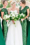 Sequin Wedding Party Dresses Bridesmaid Dresses With Short Sleeves