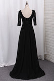 2024 A-Line Mother Of The Bride Dresses Square Half Sleeves Chiffon Skirt Floor-Length