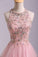 2024 Stunning A Line Short/Mini Prom Dress Tulle With Beaded Lace Bodice Open Back Pink