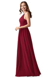 Stephany Floor Length Spaghetti Staps A-Line/Princess Sleeveless Natural Waist Bridesmaid Dresses