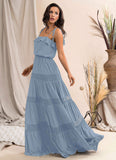 Amelie V-Neck Sleeveless A-Line/Princess Floor Length Natural Waist Bridesmaid Dresses