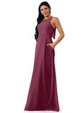 Alannah Natural Waist A-Line/Princess Floor Length Scoop Sleeveless Bridesmaid Dresses