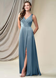 Brooke Natural Waist Sleeveless Floor Length Scoop A-Line/Princess Bridesmaid Dresses