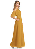 Alisa A-Line/Princess Natural Waist Sleeveless Floor Length V-Neck Bridesmaid Dresses
