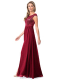 Christina Floor Length A-Line/Princess V-Neck Sleeveless Natural Waist Bridesmaid Dresses
