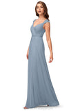 Rowan V-Neck A-Line/Princess Floor Length Natural Waist Sleeveless Bridesmaid Dresses