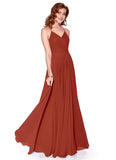 Kaley Spaghetti Staps Sleeveless Natural Waist A-Line/Princess Floor Length Bridesmaid Dresses