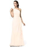Reese Sleeveless Spaghetti Staps Floor Length Sheath/Column Natural Waist Bridesmaid Dresses