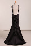 2024 Prom Dresses Scoop Mermaid Satin With Beading Open Back