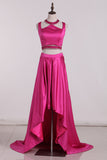 2024 Asymmetrical Two-Piece Scoop Prom Dresses A Line Satin With Beading