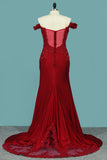 2024 Mermaid Prom Dresses Off The Shoulder Spandex With Applique