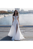 2024 Prom Dress Scoop A Line Floor Length Appliques With Chiffon Skirt