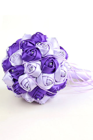 Classic Ribbon Roses With Acrylic Crystal Wedding Bouquet 30*20cm