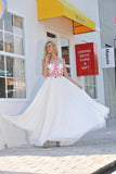 2024 Prom Dresses Scoop Chiffon With Applique And Ruffles A Line