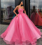 Sweetheart Strapless Yellow Long Modest Prom Gown, Ball Gown Quinceanera Dresses SRS15441