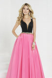 2024 New Arrival A Line V Neck Satin With Beads Prom Dress