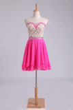 2024 Prom Dress Sweetheart A Line With Layered Chiffon Skirt Bicolor Short/Mini