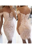2024 New Arrival Homecoming Dresses Sheath Off The Shoulder Tulle With Applique