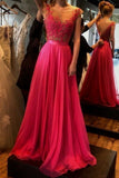 2024 Chiffon Prom Dresses Cap Sleeves A-Line Lace Up Scoop Neck