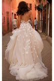 Tulle Sweetheart A Line Wedding Dresses With Handmade Flowers