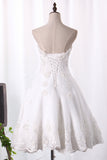 2024 A Line Organza Wedding Dresses Sweetheart With Handmade Flowers