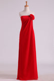 2024 New Arrival Bridemaid Dress Strapless Chiffon With Ruffles Floor Length