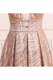A Line Deep V Neck Long Prom Dress With Sequins, Glitter Sleeveless Evening Dress