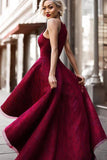 2024 Burgundy/Maroon Lace Halter Prom Dress High Low