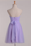 2024 Sweetheart Ruched Bodice A Line Tulle Short/Mini Bridesmaid Dresses