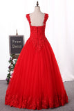 2024 Off-The-Shoulder Prom Dresses Ball Gown Tulle With Applique Zipper Back