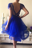 2024 Scoop A Line Open Back Homecoming Dresses With Applique Tulle