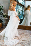 Beach Wedding Dresses Half Sleeve Off The Shoulder Lace Sexy Simple Boho Bridal Gowns