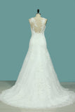 2024 Scoop Lace With Applique Wedding Dresses Mermaid Court Train
