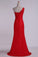 2024 Prom Dresses One-Shoulder Sheath Beaded Lace Floor-Length Zipper Back