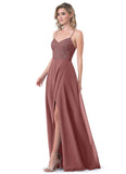 Zara Floor Length A-Line/Princess Sleeveless V-Neck Natural Waist Bridesmaid Dresses