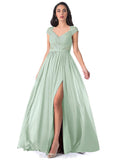 Ryann Floor Length Sleeveless V-Neck A-Line/Princess Natural Waist Bridesmaid Dresses
