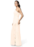 Reese Sleeveless Spaghetti Staps Floor Length Sheath/Column Natural Waist Bridesmaid Dresses
