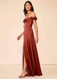 Lily V-Neck Floor Length A-Line/Princess Satin Natural Waist Sleeveless Bridesmaid Dresses