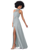Annie Sleeveless Natural Waist Sheath/Column Floor Length V-Neck Bridesmaid Dresses
