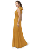 Sarah Sleeveless Natural Waist Trumpet/Mermaid Velvet Floor Length One Shoulder Bridesmaid Dresses