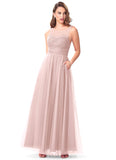 Karina A-Line/Princess Sleeveless Floor Length Natural Waist Spaghetti Staps Bridesmaid Dresses
