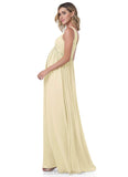 Pancy Half Sleeves A-Line/Princess Floor Length Spaghetti Staps Natural Waist Bridesmaid Dresses