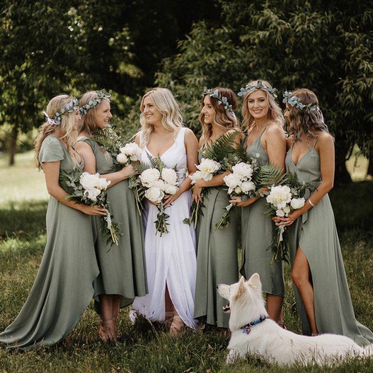 Simple V Neck Green A line Bridesmaid Dresses, Cheap Wedding Party Dresses SRS15599