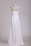2024 White Halter Bridesmaid Dresses With Beading Floor Length Chiffon