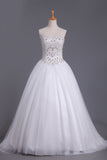 2024 Sweetheart Tulle Wedding Dresses A Line With Beading Court Train