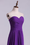 2024 Sweetheart Neckline Chic Dress Pleated Bodice A Line Chiffon With Slit